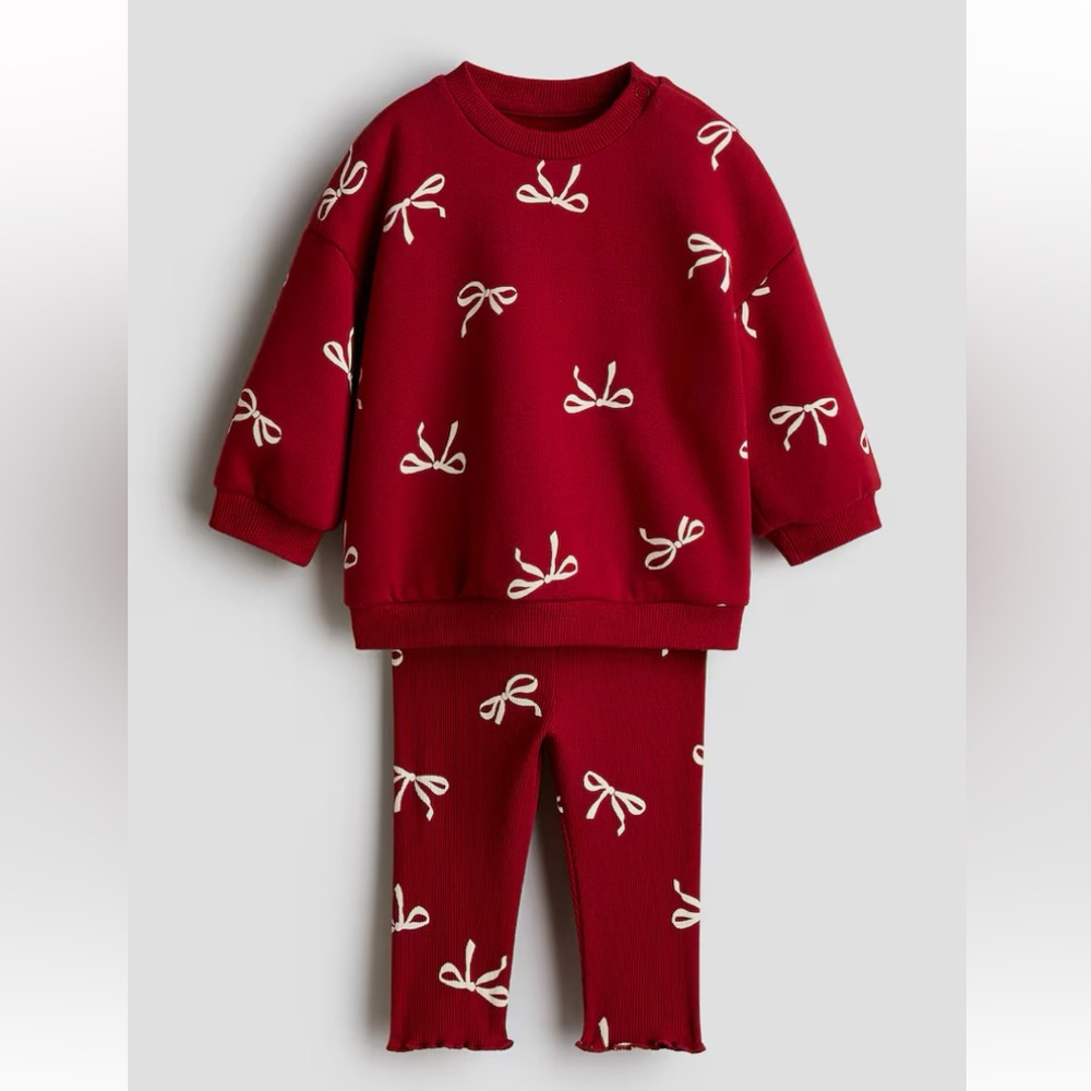 Two-Piece Bow Printed Set